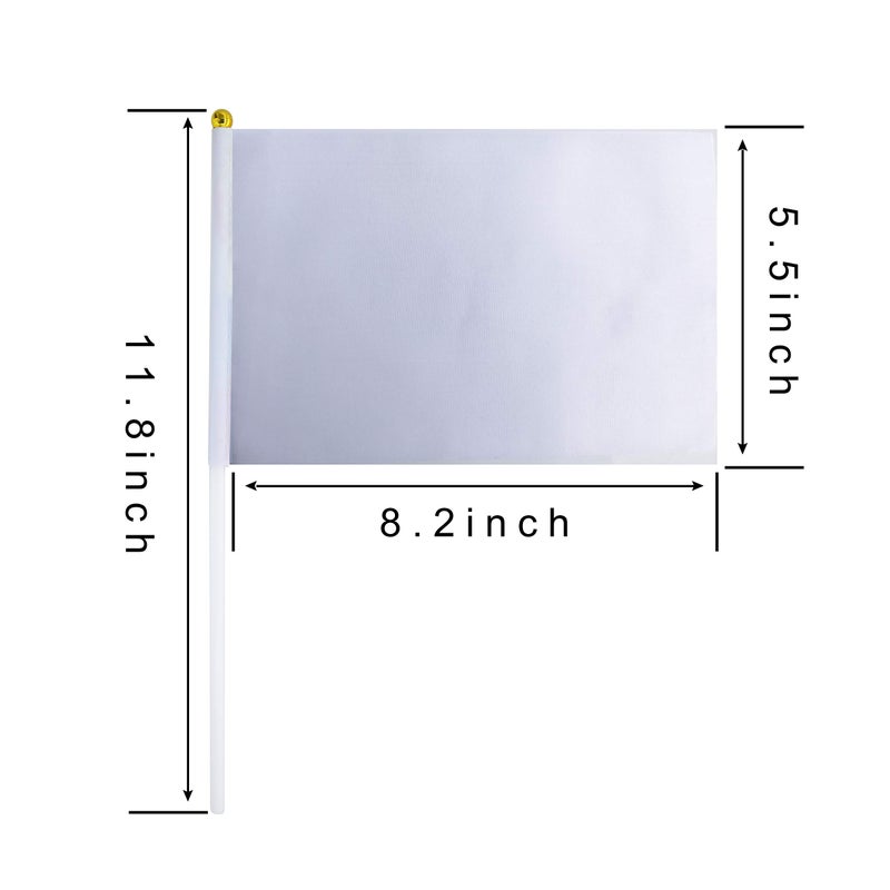 Consummate 25 Pack Solid White Blank Flag Small Mini Plain White DIY Flags On Stick, Party Decorations for Parades, Grand Opening, Kids Birthday, Party Events Celebration, 8.2 x 5.5 inchs, 11.8 inchs - Image 2